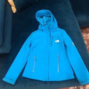 blue north face jacket